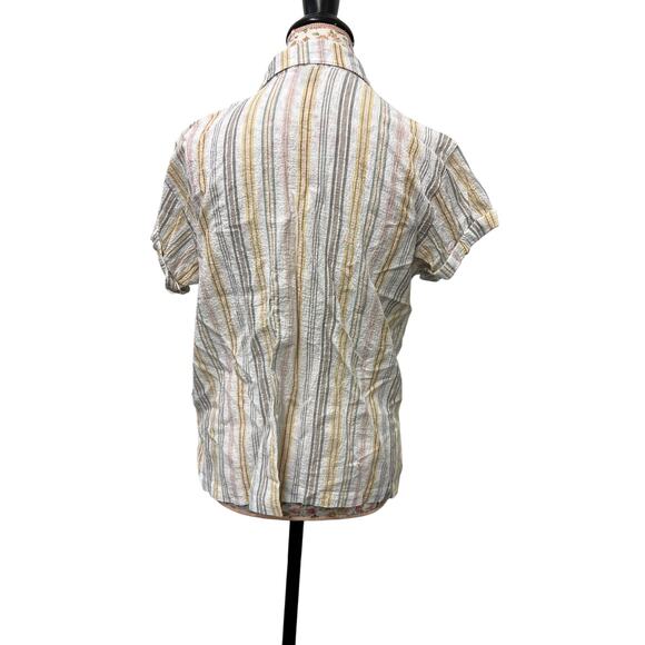 ☀️ Eddie Bauer M Linen Blend Striped Button Shirt – Summer Coastal Top - Picture 3 of 4